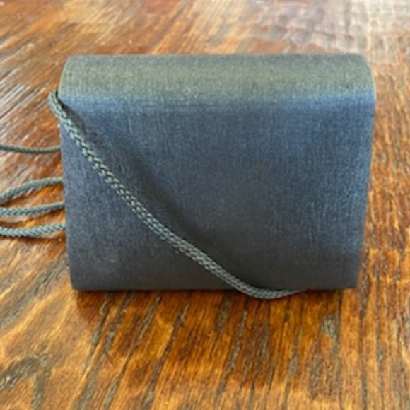 New * GLITTERY Fabric GUNMETAL GRAY Bugle Beads EVENING BAG * Strap (or inside) - Picture 4 of 6